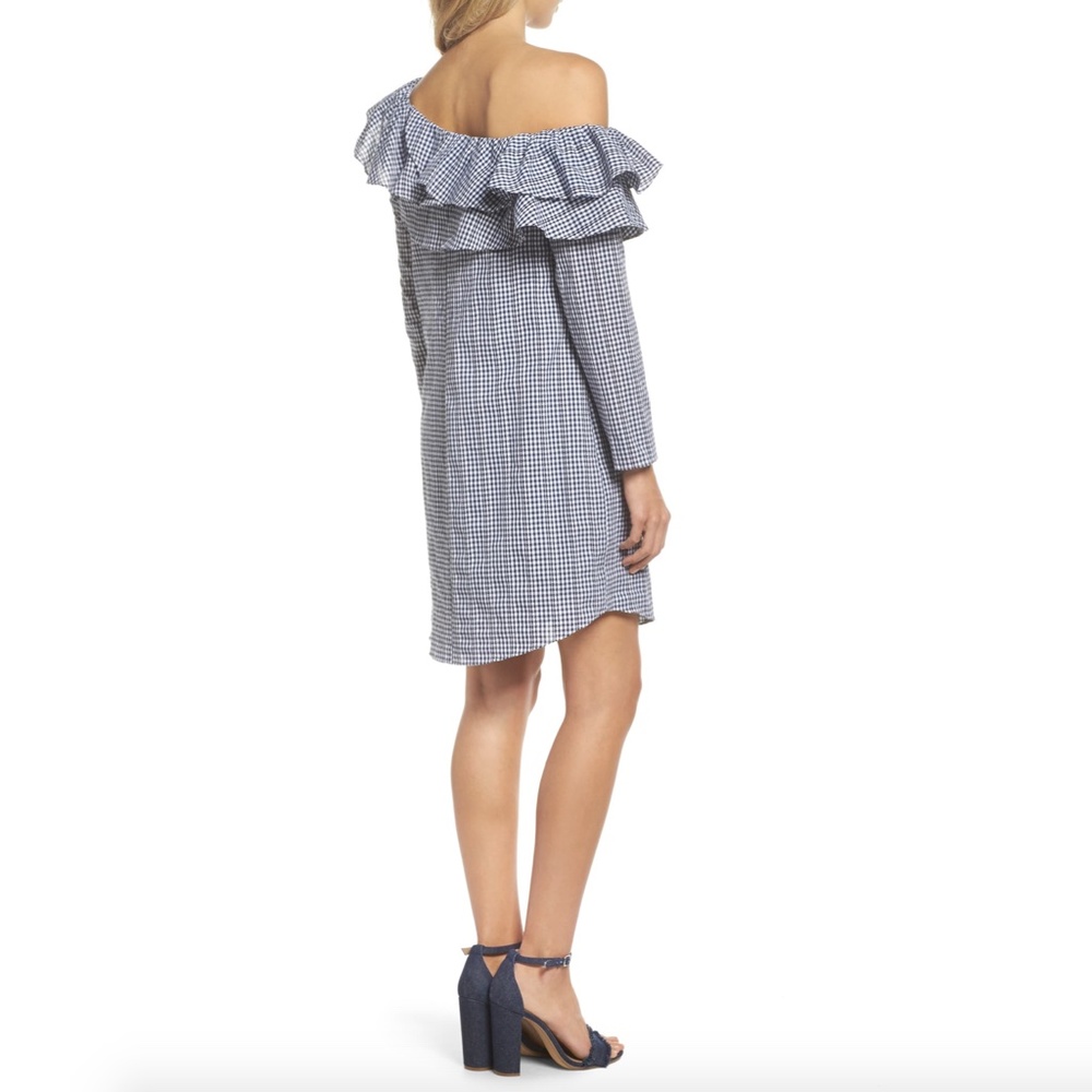 Adelyn Rae Gingham One-Shoulder Ruffle Dress - Picture 2 of 7